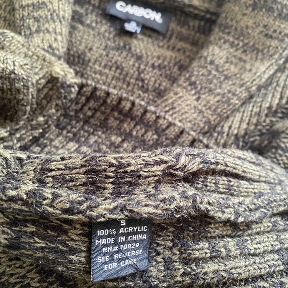 Mens Casual Dark Green Cardigan Sweater with Buttons - Picture 4 of 4